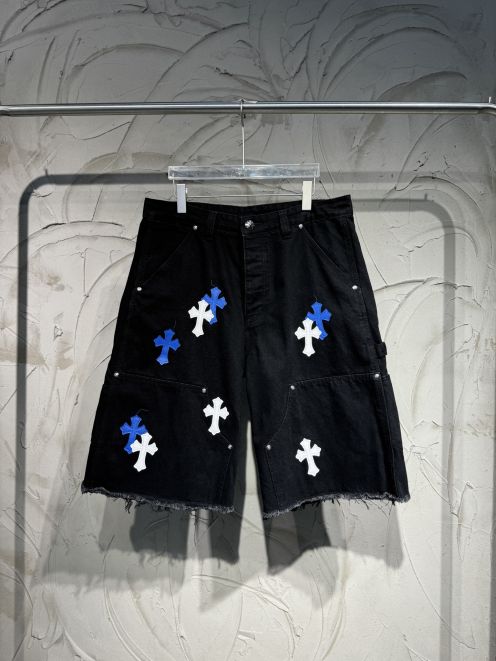 クロムハーツ スーパーコピー デニムハーフパンツ クロスパッチ装飾 ストリート仕様 定番