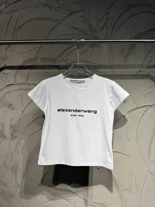 アレキサンダーワン スーパーコピー ロゴ半袖Tシャツ ラインストーン加工 夏服 丁寧な縫製