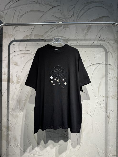 クロムハーツ ブランド コピー 半袖Tシャツ クロスロゴ刺繍 ストリート系 快適な着心地