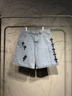 クロムハーツ 格安 デニムショートパンツ ブラッククロス刺繍 ストリート定番 安心サイト