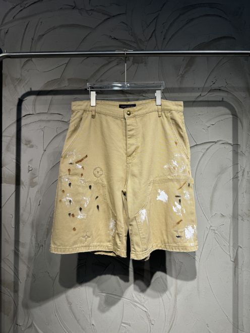 ルイヴィトン 本物級コピー ペイントデザイン ハーフデニムパンツ 上質感 高級レベル仕様 数量限定入荷