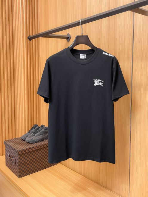 バーバリー ハイブランド ロゴ刺繍半袖Tシャツ モダン仕様 高再現度