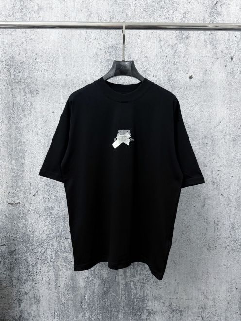 バレンシアガ 格安 BBロゴTシャツ 半袖カットソー フロントプリント モノトーンデザイン 上質感