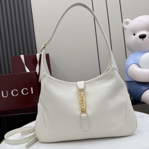 グッチ n級 ホーボーショルダーバッグ ホワイトレザー ゴールド金具 口コミ多数