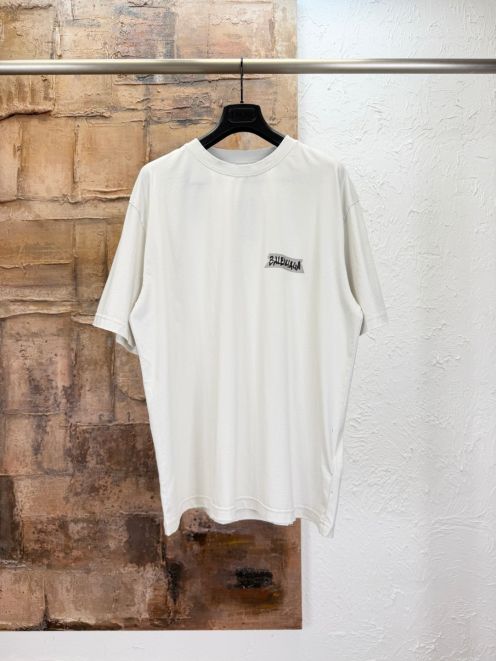 バレンシアガ 格安 ロゴプリント半袖Tシャツ クルーネック シンプルデザイン 激安