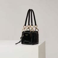 プラダ ブランド コピー ミニハンドバッグ ダブルジップ構造 ゴールドリング装飾 高評価