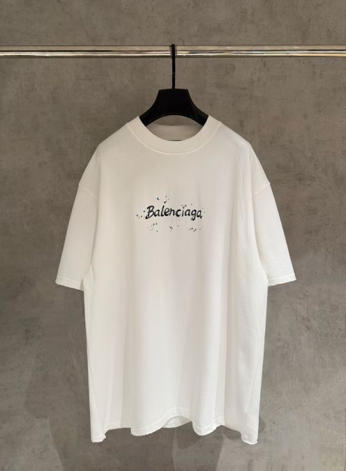 バレンシアガ 本物級コピー ロゴプリント半袖Tシャツ スプラッシュデザイン 高品質