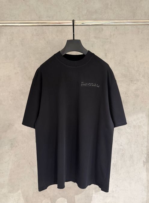 バレンシアガ 格安 ロゴ刺繍半袖Tシャツ ミニマルブラック設計 満足度高い