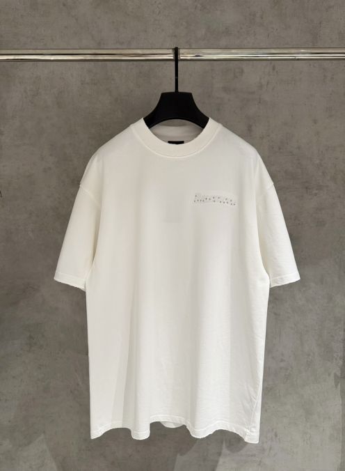 バレンシアガ ハイブランド ロゴ刺繍半袖Tシャツ ミニマルデザイン 上質感