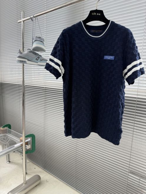 ルイヴィトン n級 半袖ニットTシャツ ダミエ調立体織りデザイン 肌触り良好