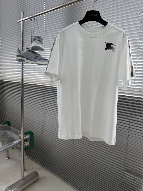 バーバリー n級 ロゴプリント半袖Tシャツ チェック切替デザイン 激安