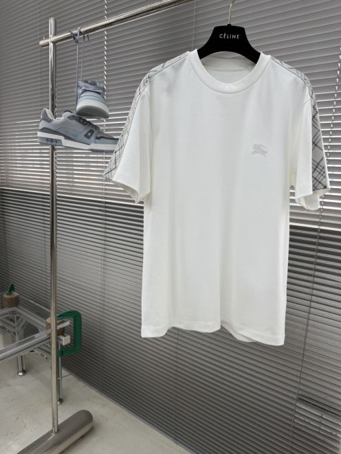 バーバリー ハイブランド ショルダーライン半袖Tシャツ 切替デザイン 確実に届く
