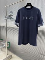 ロエベ 格安 ロゴ刺繍Tシャツ 半袖チェック袖アクセント 高再現度