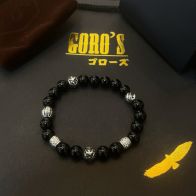 ゴローズ スーパーコピー オニキスビーズブレスレット シルバーパーツ装飾 高級感仕上げ