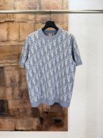 ディオール 格安 ロゴジャカードニットTシャツ 半袖クルーネック 通気 ブランド代用