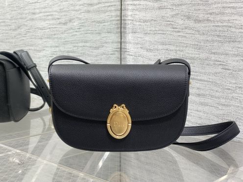 ディオール 本物級コピー ショルダーバッグ ブラックレザー ゴールド金具 満足度高い