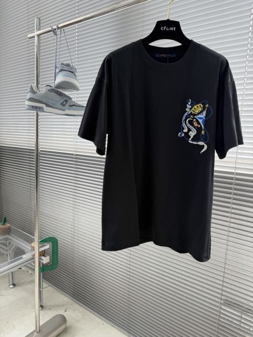 ルイヴィトン 格安 刺繍ロゴTシャツ 半袖シンプルデザイン 高評価
