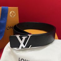 ルイ・ヴィトン 格安 エピレザーベルト シルバーLVバックル ブラック 本革使用