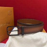 ルイ・ヴィトン n級 レザーベルト ブラウン ブラックピンバックル 上質感