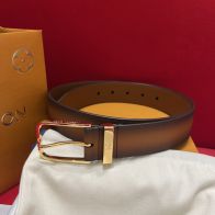 ルイ・ヴィトン ブランド コピー レザーベルト ブラウン ゴールドピンバックル 丁寧な縫製