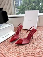 サンローラン 本物級コピー レッド クリアパンプス ポインテッドトゥ スリングバック 高再現度
