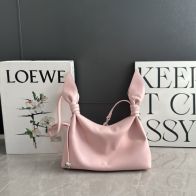 ロエベ 格安 リボンノットショルダーバッグ ピンク 立体リボン装飾と柔らかなドレープが魅力 大人可愛い上品なデザイン 高評価