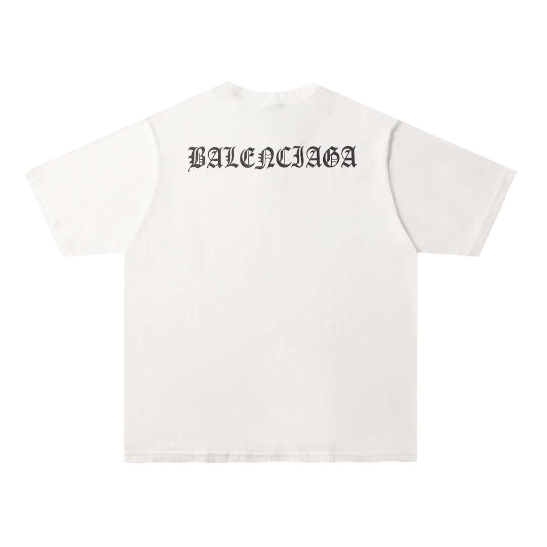 春の新作 バレンシアガ tシャツ タグコピー 純綿 LOGOプリント 人気品 トップス 短袖 柔らかい 男女兼用 ホワイト_2