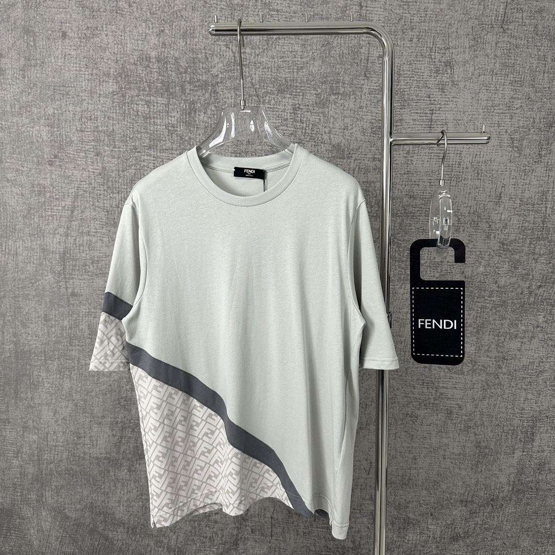 セール開催中 fendi キッズ t シャツ偽物 純綿 トップス Tシャツ ゆったり 半袖 夏 シンプル グレイ_1