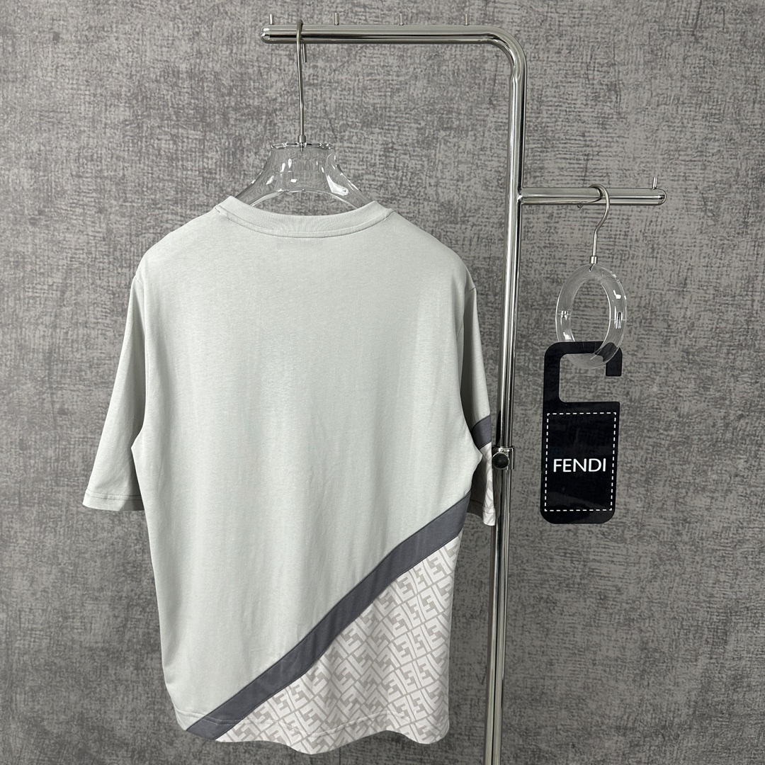 セール開催中 fendi キッズ t シャツ偽物 純綿 トップス Tシャツ ゆったり 半袖 夏 シンプル グレイ_2