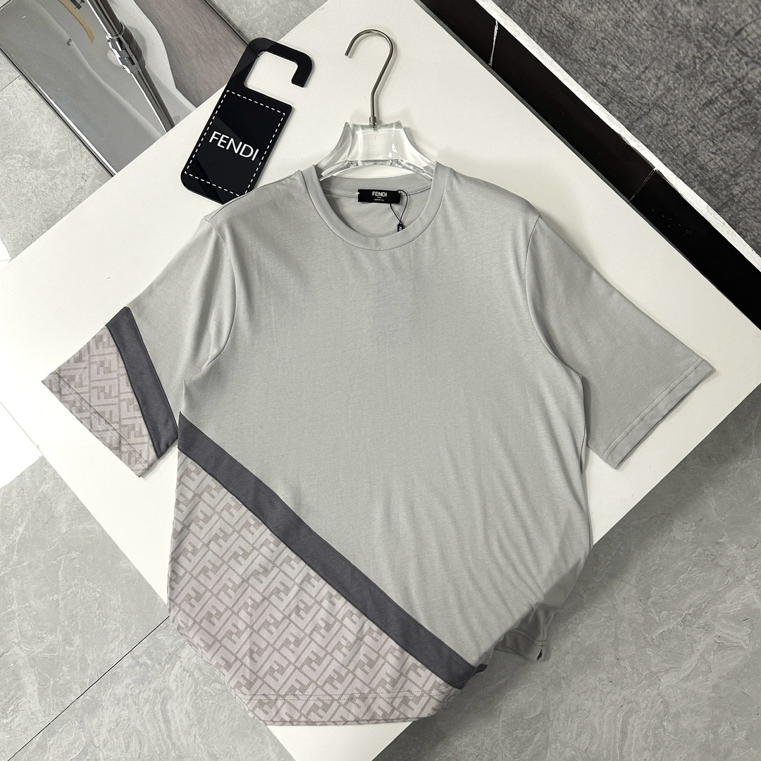 セール開催中 fendi キッズ t シャツ偽物 純綿 トップス Tシャツ ゆったり 半袖 夏 シンプル グレイ_3