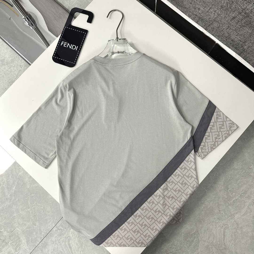 セール開催中 fendi キッズ t シャツ偽物 純綿 トップス Tシャツ ゆったり 半袖 夏 シンプル グレイ_4