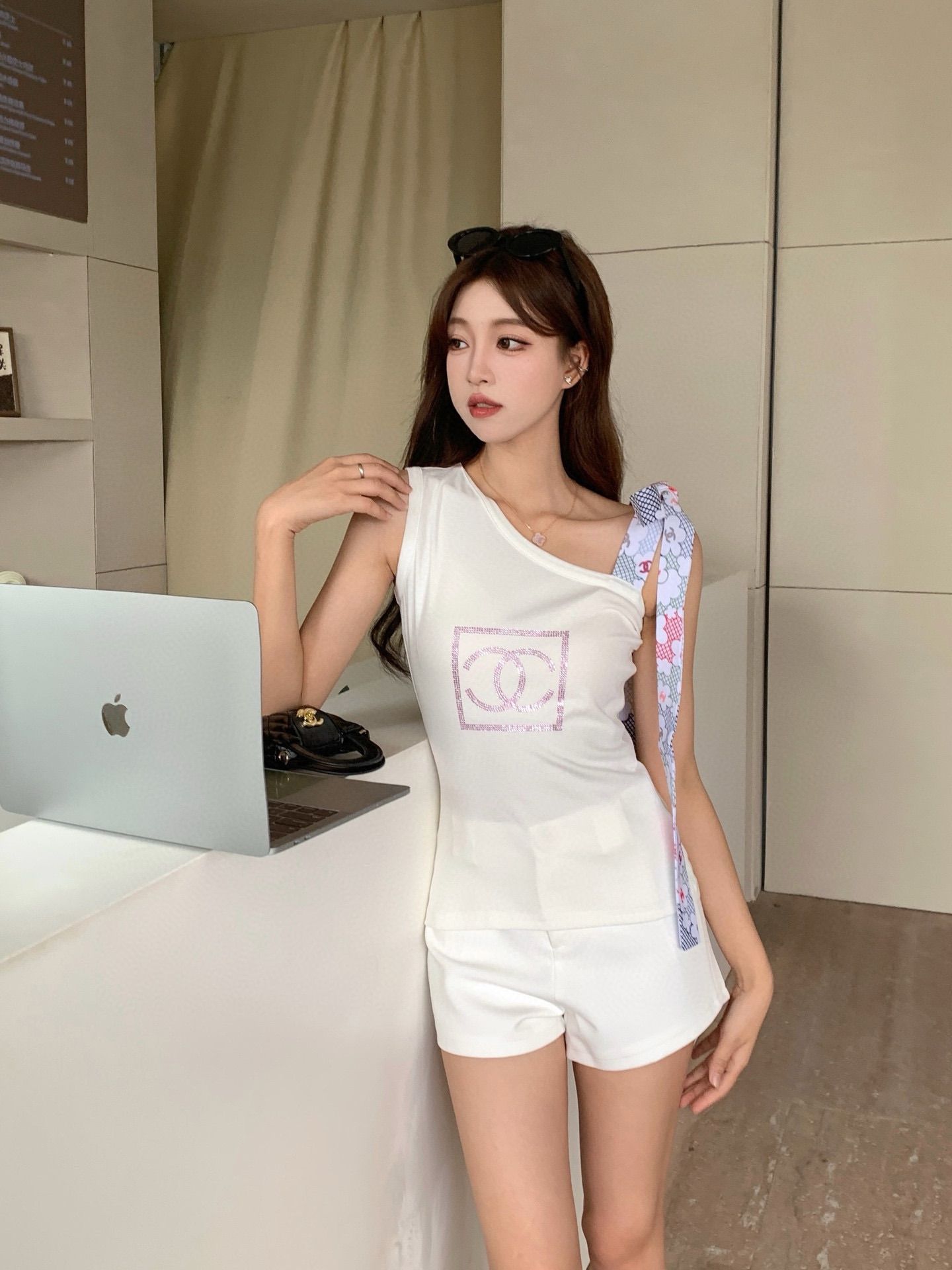 chanel nike t シャツスーパーコピー 純綿 びっくりした価格 トップス 無袖 キャミソール 柔らかい ホワイト_5