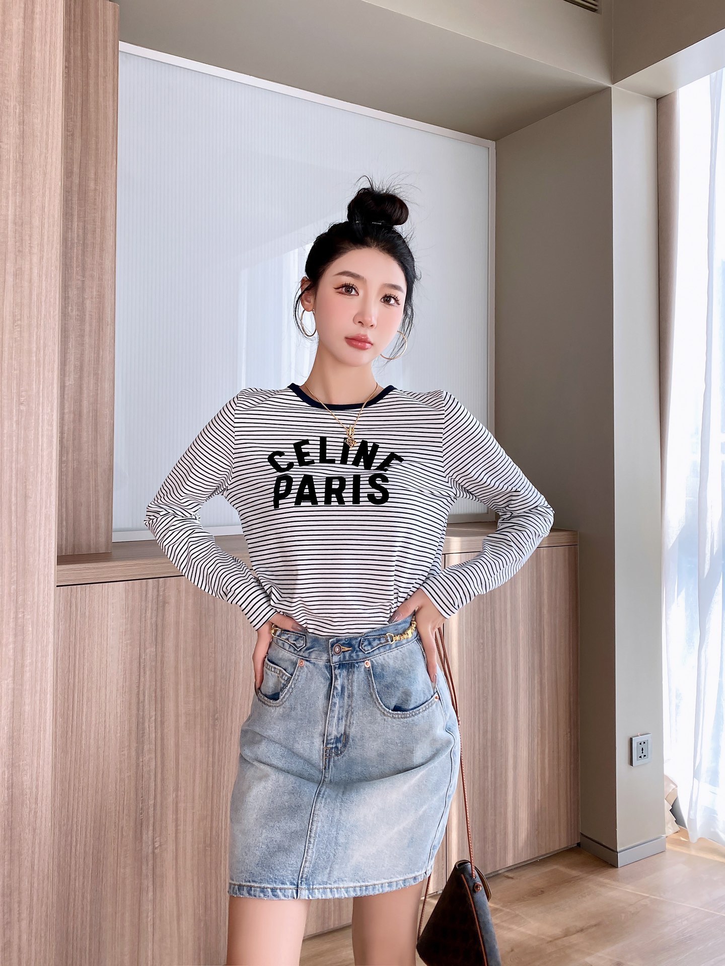 セリーヌ アウトレット tシャツＮ級品 シンプル 純綿 長袖トップス ログｔ 品質保証 高級感溢れる ブラック_9