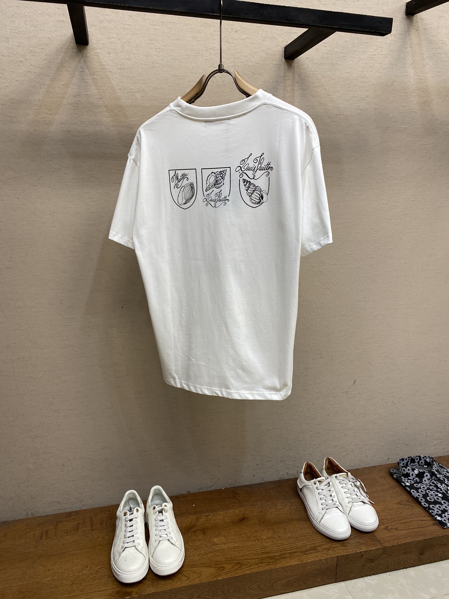ルイヴィトンtシャツコーデスーパーコピー 純綿 海の動物 プリント 短袖 トップス 男女兼用 ホワイト_2