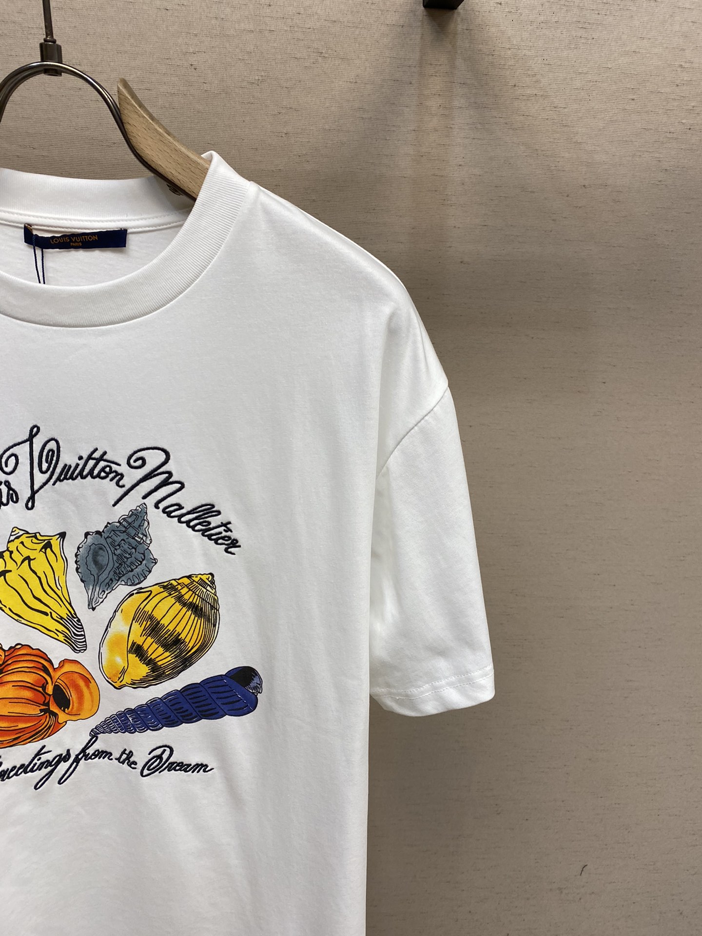 ルイヴィトンtシャツコーデスーパーコピー 純綿 海の動物 プリント 短袖 トップス 男女兼用 ホワイト_4