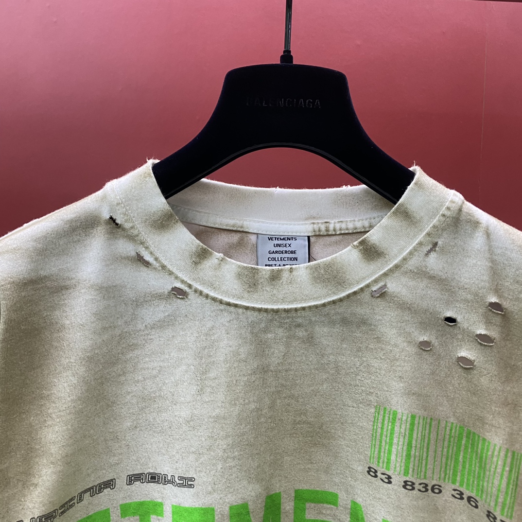 秋服 ヴェトモン 転写コピー トップス クルーネック 純綿 プリント 長袖 復古 古い ゆったり ホワイト_7