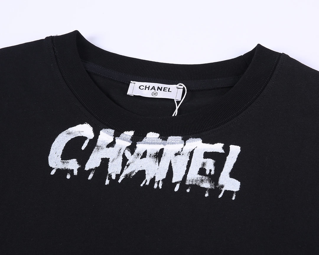 今季のおすすめ chanel メンズ t シャツコピー 純綿 柔らかい トップス 短袖 文字ロゴ プリント ブラック_5