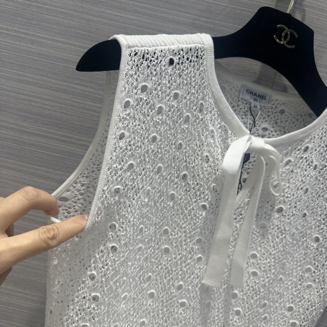 シャネル スカートコピー ワンピース 春夏新品 レディース 可愛い 無袖 ファッション 高級感 2色可選 ホワイト_3