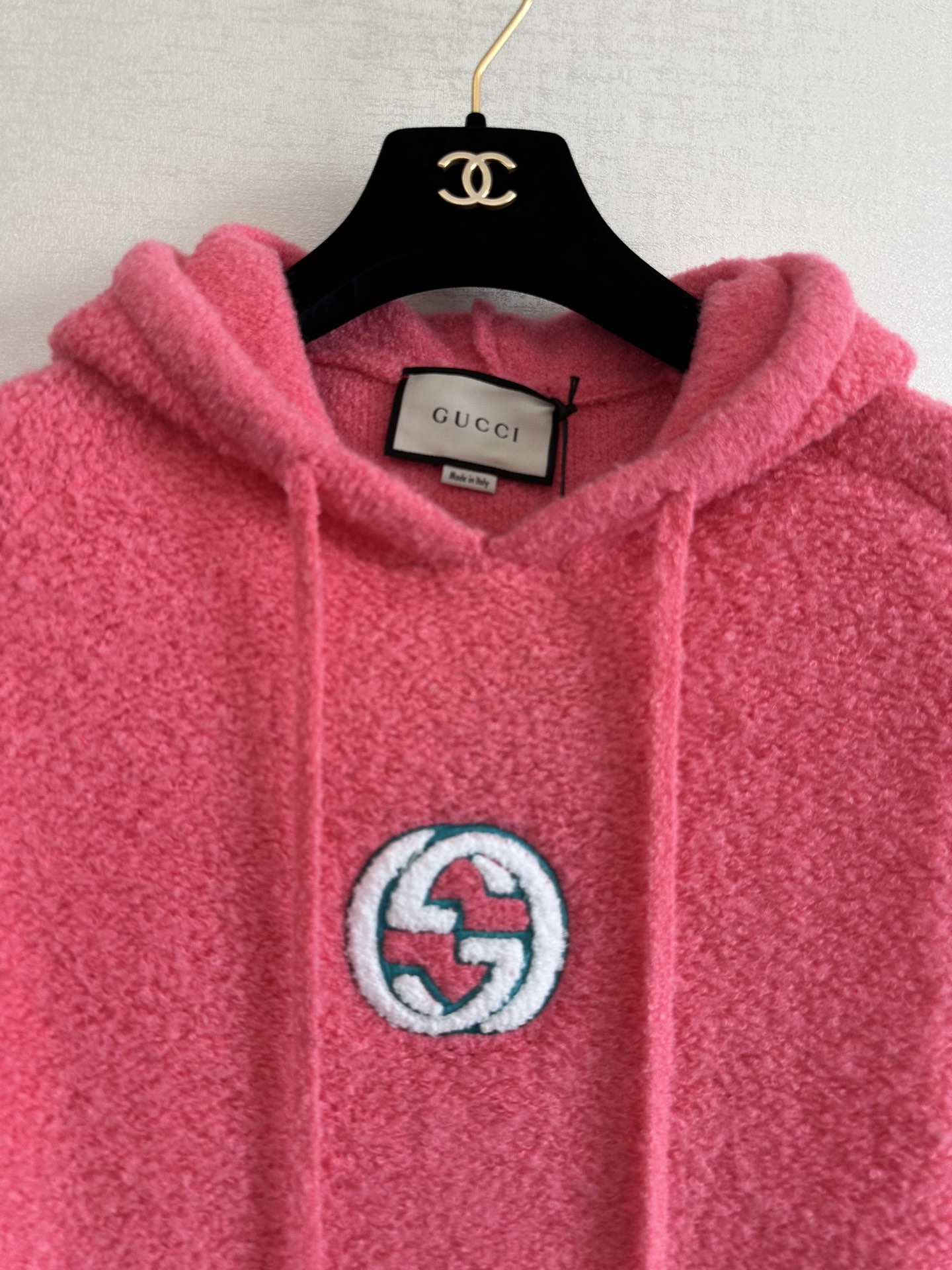 グッチトップス激安通販 トップス 長袖 春夏服 ウール 柔らかい フード付き パーカー ロゴプリント ローズレッド_2
