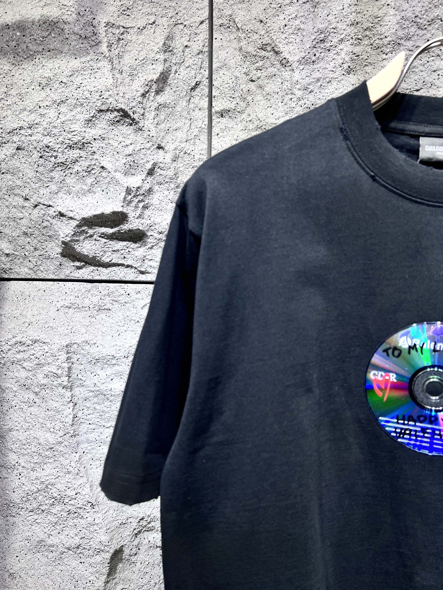 バレンシアガ tシャツ オーバーサイズＮ級品 CDプリント トップス 短袖 夏服 カップル 純綿 男女兼用 ブラック_3