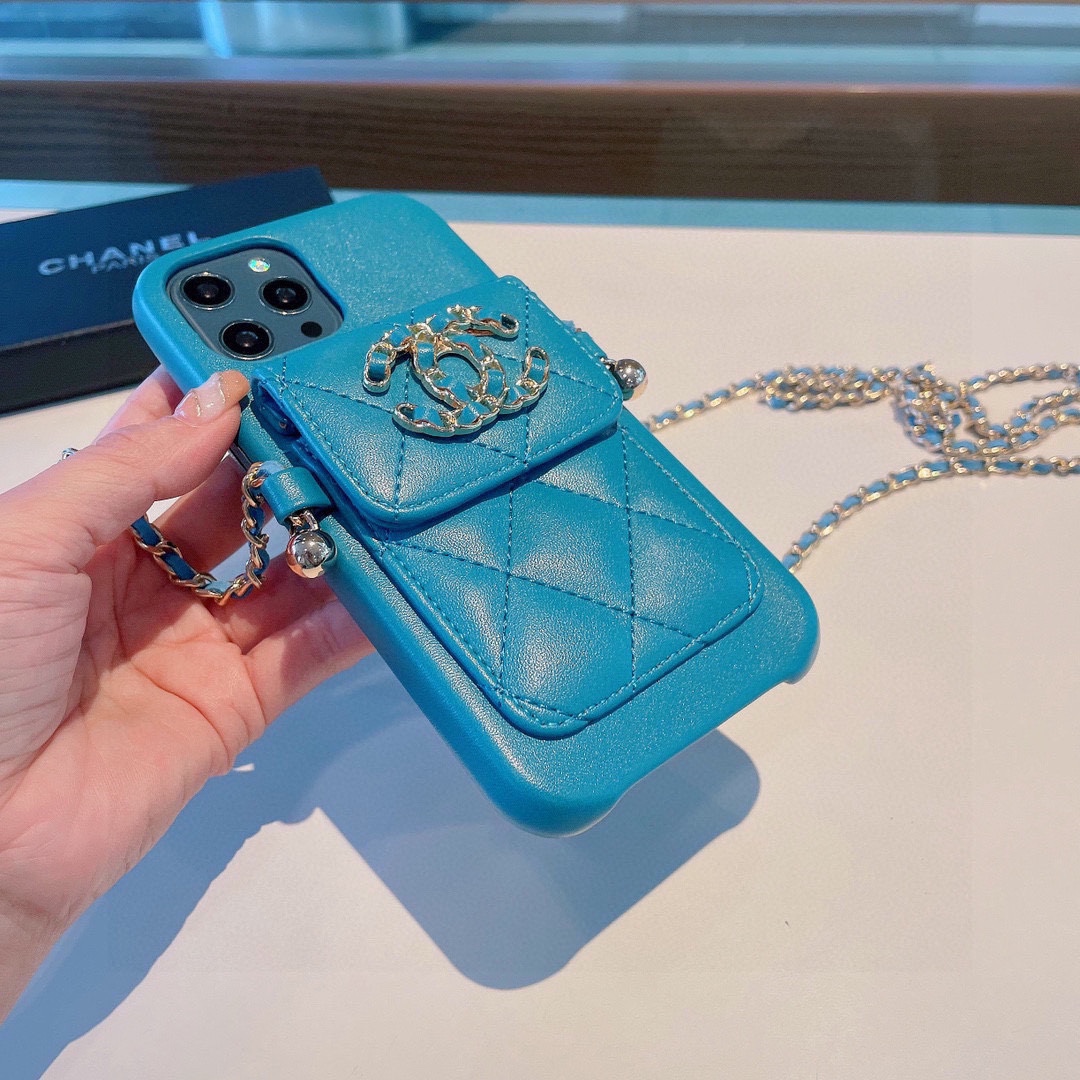 シャネル スマートフォン ケーススーパーコピー 携帯電話ケース ゴム素材 ポケット付き 金属チェーン 2色可選_13