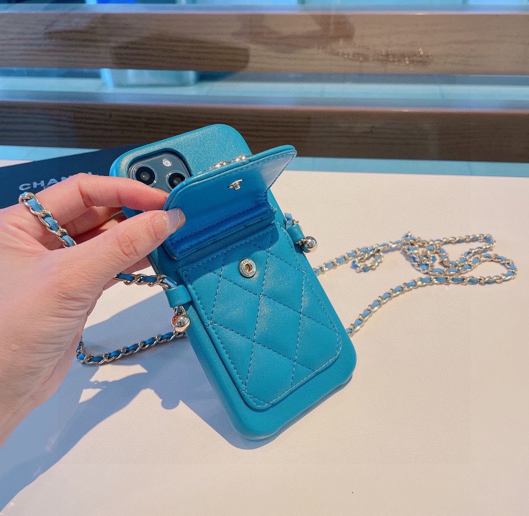 シャネル スマートフォン ケーススーパーコピー 携帯電話ケース ゴム素材 ポケット付き 金属チェーン 2色可選_14