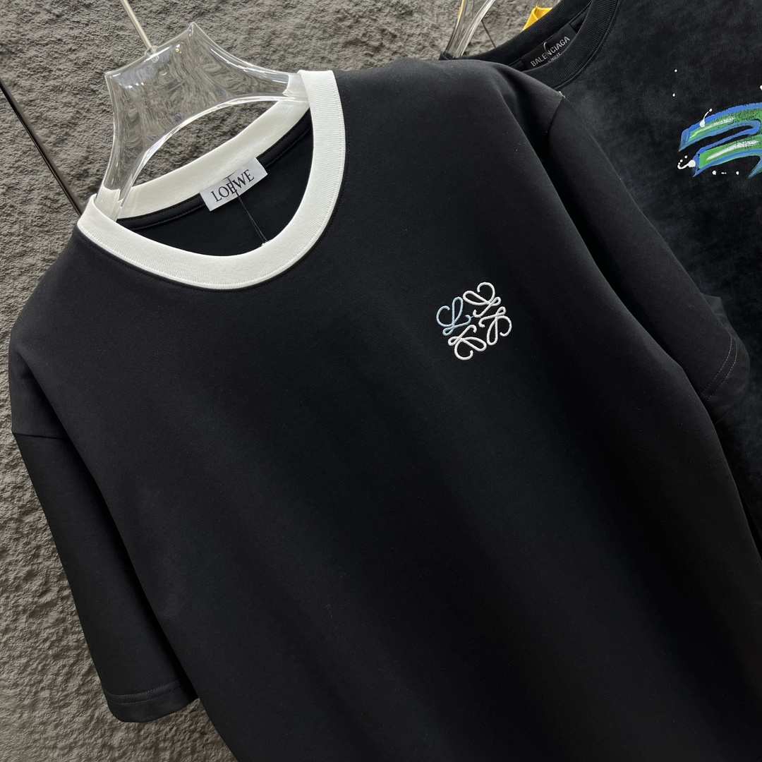 ロエベtシャツ レディース偽物 丸首 人気品 クルーネック 100％綿 トップス 春夏半袖 心地よい着用感 ブラック_7