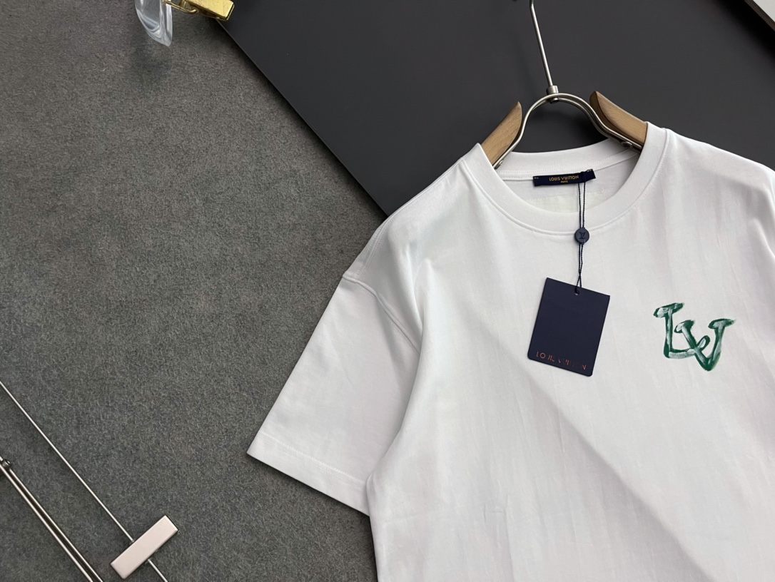 ルイヴィトンtシャツＮ級品 ロゴプリント 純綿 春夏服 シンプル 半袖 カジュアルトップス ホワイト_2