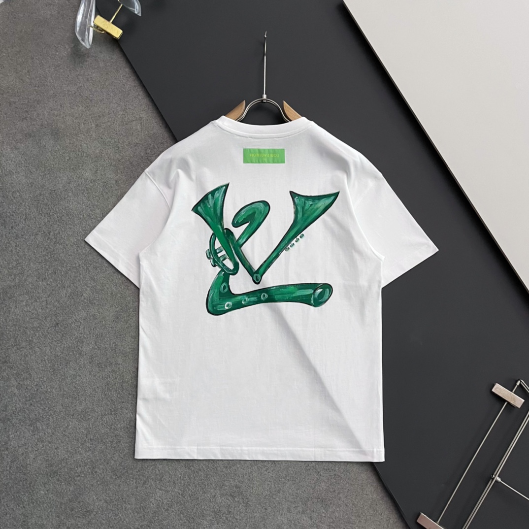 ルイヴィトンtシャツＮ級品 ロゴプリント 純綿 春夏服 シンプル 半袖 カジュアルトップス ホワイト_4