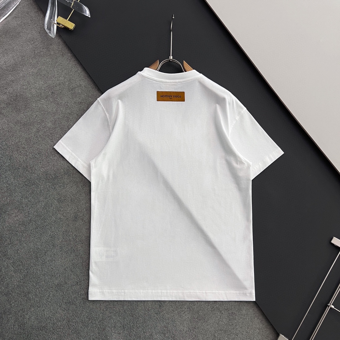 オンライン限定 ルイヴィトンtシャツ メンズ偽物 クルーネック 夏服 ロゴトップス プリント ゆったり 短袖 純綿 2色可選_2