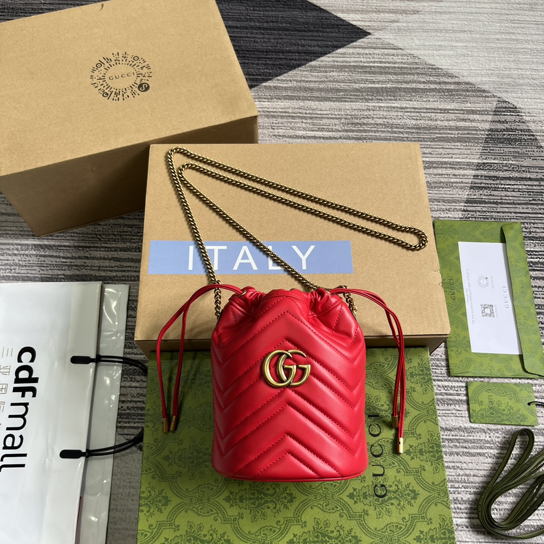 gucci ハンドバッグ偽物 牛革 型番575163 肩掛けバッグ バケットバッグ MINI 人気定番 レディース レッド_1