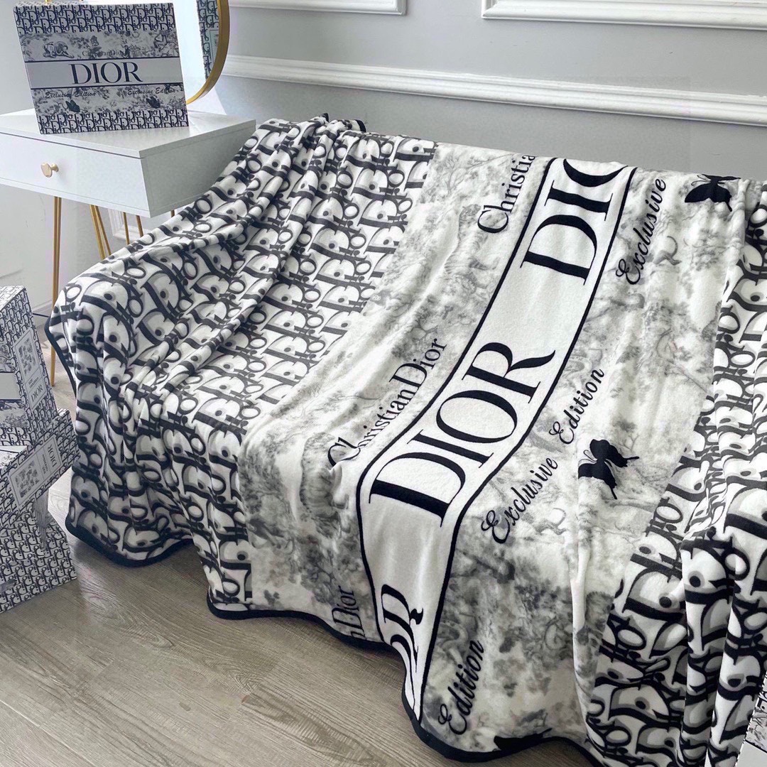dior ブランケット激安通販 洗える 洗える マイクロファイバー 柔らかく肌触り 暖かい ふわふわ ブラック_6