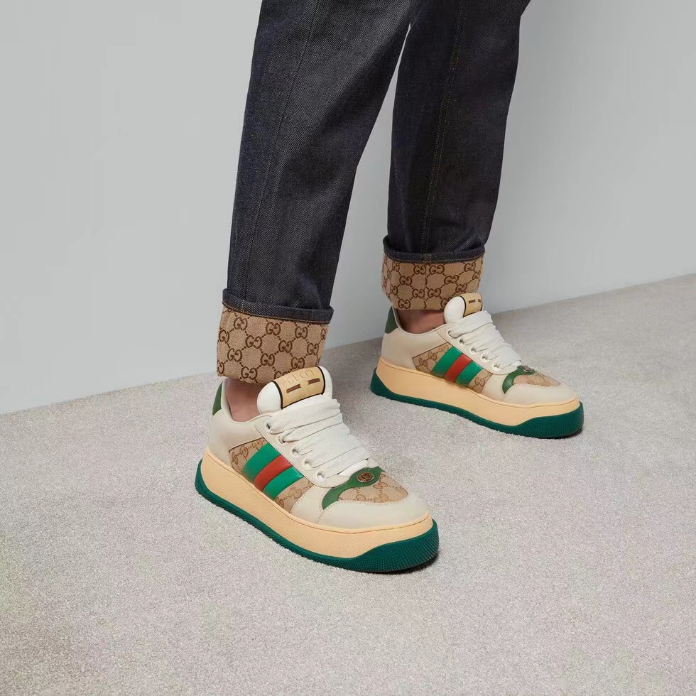 期間限定品 gucci スニーカー メンズ偽物 運動靴 厚い底 カップル 防滑 カジュアルシューズ 通学 グリーン_6