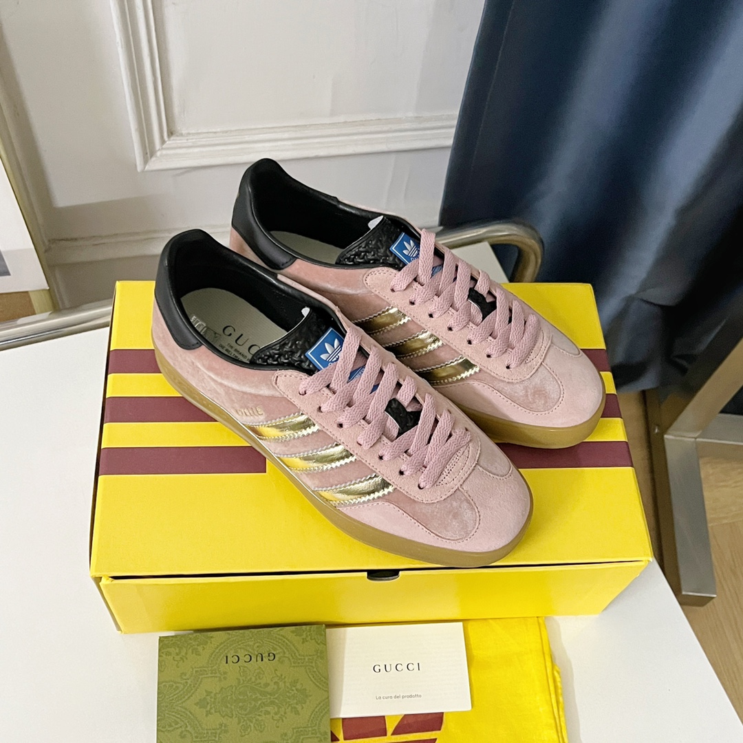 最新到着‼レディース グッチ スニーカースーパーコピー 運動 adidas x Gucciコラボ ランニング カップル 防滑 カジュアル ピンク_5
